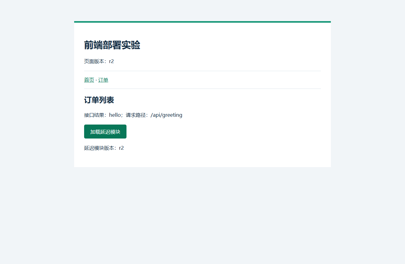 浏览器中的 r2 页面,订单路由、接口响应和延迟模块均已加载